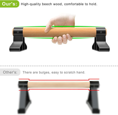 SELEWARE Liegestützgriffe mit ergonomischem Holz Griff und hochbelastbarem Stahl - Rutschfeste Push-