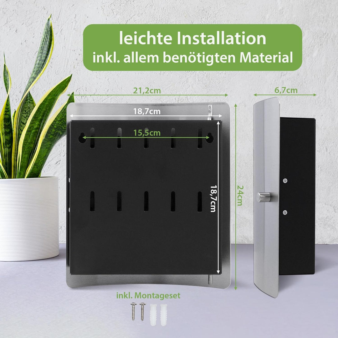 banjado Design Schlüsselkasten aus Edelstahl für 10 Schlüssel/Schlüsselschrank zur Schlüssel Aufbewa