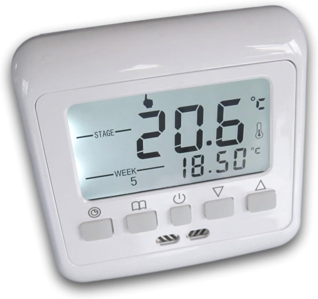 SM-PC®, 24V Raumthermostat Thermostat programmierbar Digital weisse Hintergrundbeleuchtung #843