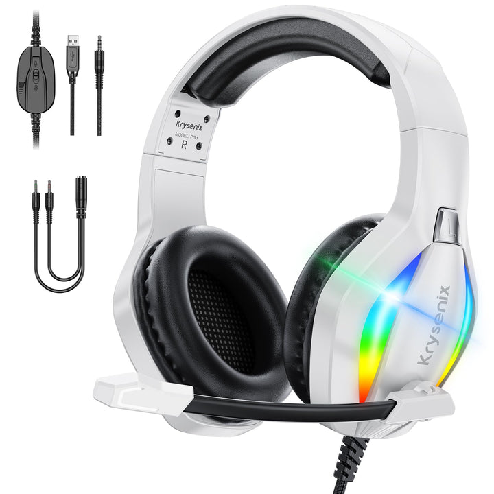 PG1 RGB Gaming Headset für PS4, PS5, PC, Xbox,Switch, Kabel Gaming Kopfhörer mit LED Licht, Over Ear
