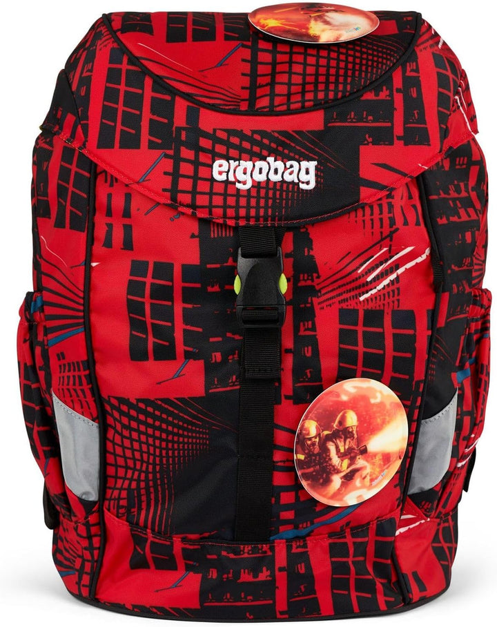ergobag mini ergonomischer Kinderrucksack, DIN A4, 10 Liter Alarmbärreitschaft - Rot Einheitsgrösse,