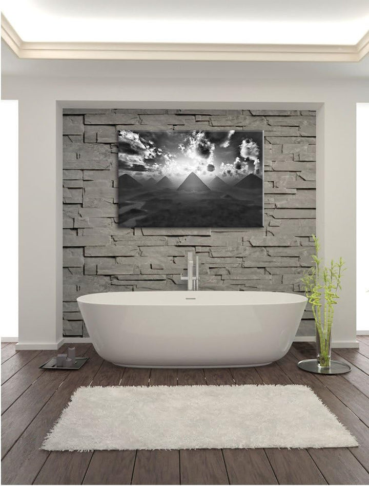 Pixxprint Pyramiden beim Sonnenuntergang als Leinwandbild/Grösse: 100x70 / Wandbild/Kunstdruck/ferti