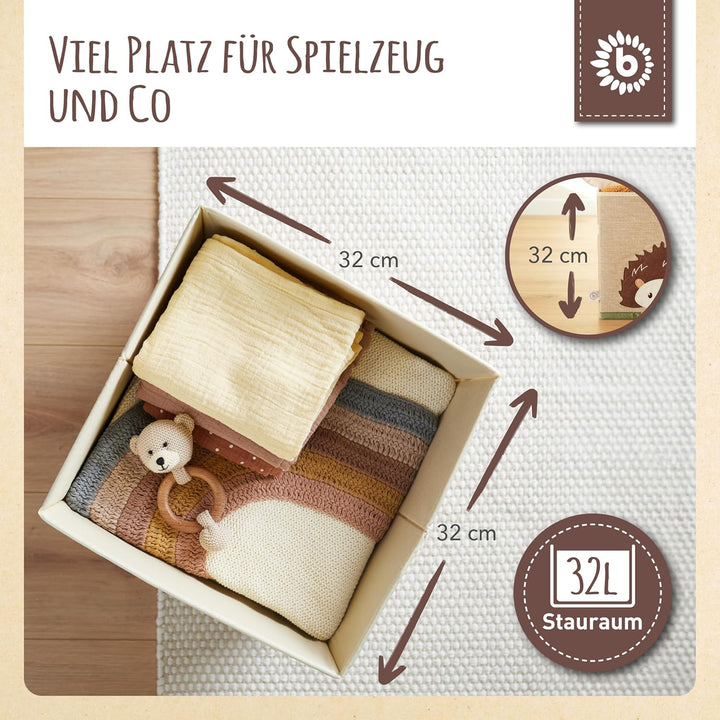 Bieco Aufbewahrungsbox Baby Igel | Aufbewahrungskorb Kinder | Aufbewahrungsbox Kinder 33x33x33 wie K