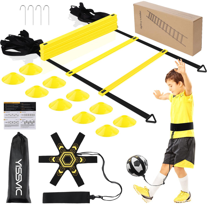 Yissvic Fussball Trainingszubehör Koordinationsleiter Fussball Geschenke Jungen Trainingsset 6m mit
