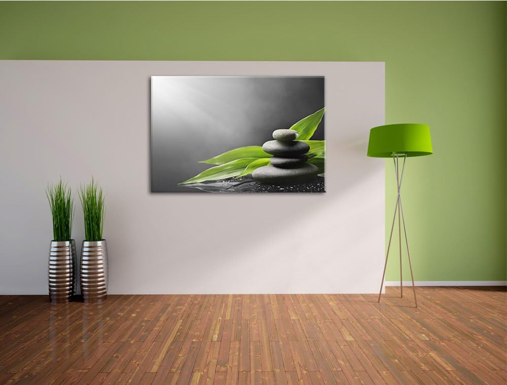 Zen Steinturm schwarz/weiss Format: 100x70 auf Leinwand, XXL riesige Bilder fertig gerahmt mit Keilr