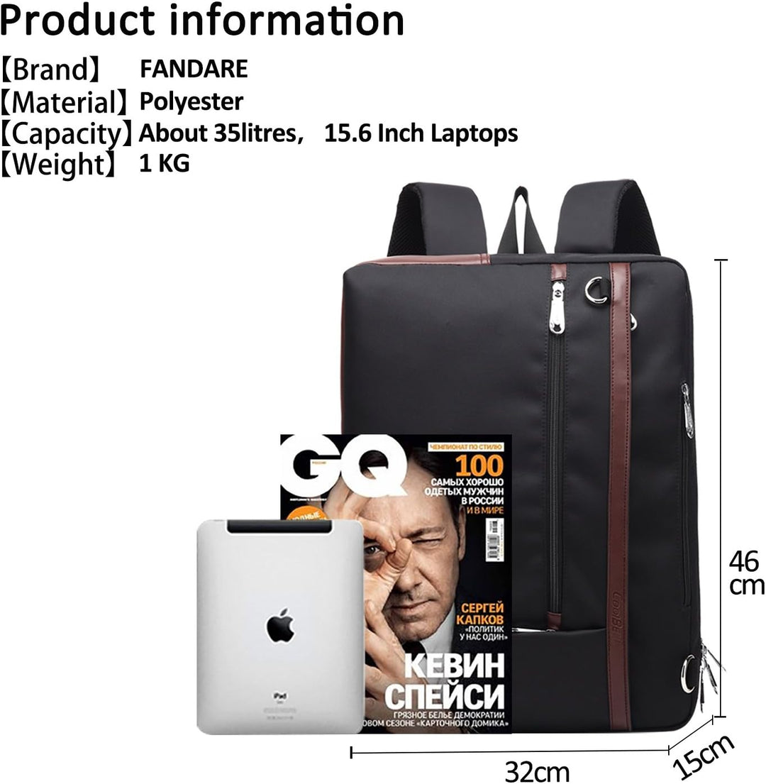 FANDARE Mode Rucksack 3 In 1 Crossbody Tasche 15.6 Zoll Laptop Rucksack Geschäft Tasche Reise Handta