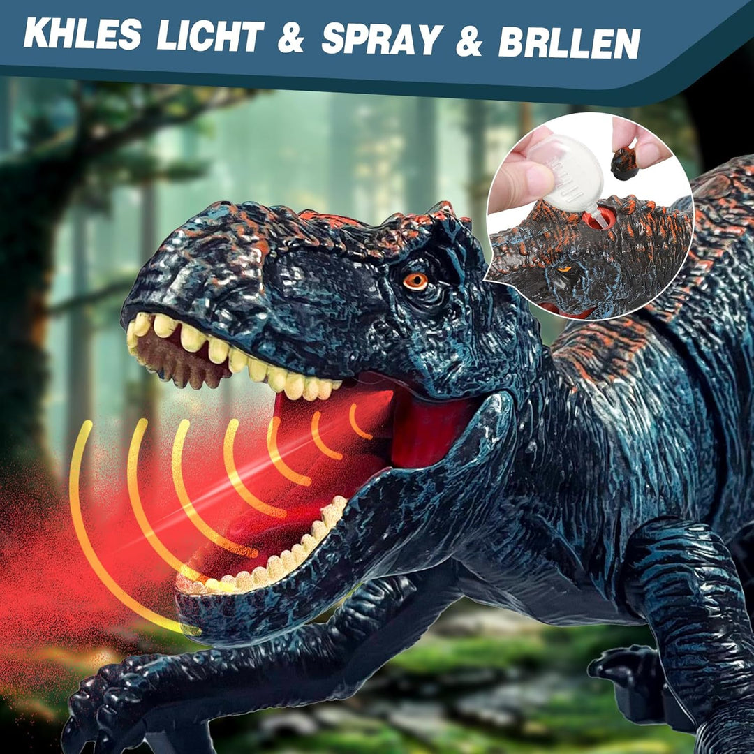 Sunrad Kinder Ferngesteuertes Dinosaurier Spielzeug,Elektronik T-Rex Dino Spielzeug mit Spray, Licht