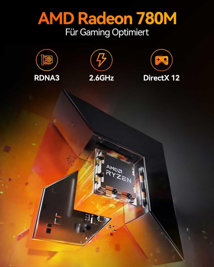 GEEKOM A8 Mini PC, AMD Ryzen 7 8845HS (8 Kerne 16 Threads, bis zu 5,1 GHz) Mini Gaming PC Windows 11