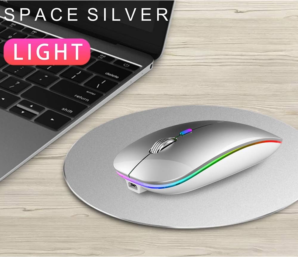 Uiosmuph G12 Maus Kabellos, LED 2.4G Leise Funkmaus Wiederaufladbar Wireless Mousemit Nano USB Empfä