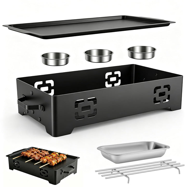 BBQ Warmhalteplatte, Aluminium Grill Heizplatte Antihaft Speisenwärmer Grill Warmhaltebehälter Speis
