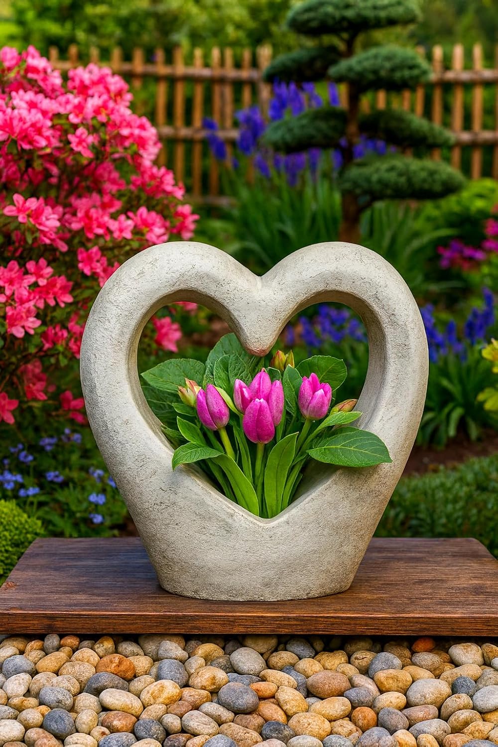 Blumenkübel in Herzform aus Beton Outdoor- oder Indoor-Pflanzgefäss für Terrasse, Garten, Haus