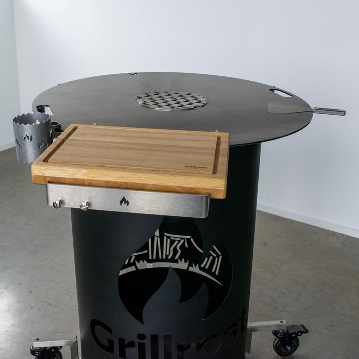 Grillrost.com Das Original Bretthalter für alle Feuerplatten mit 3-12mm Stärke | Buchenholz und Edel