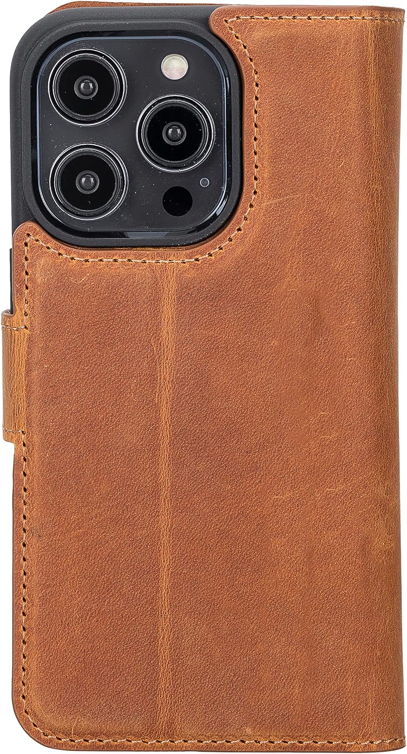 Solo Pelle Lederhülle kompatibel für iPhone 14 Pro in 6.1 Zoll abnehmbare Hülle (2in1) inkl. Kartenf