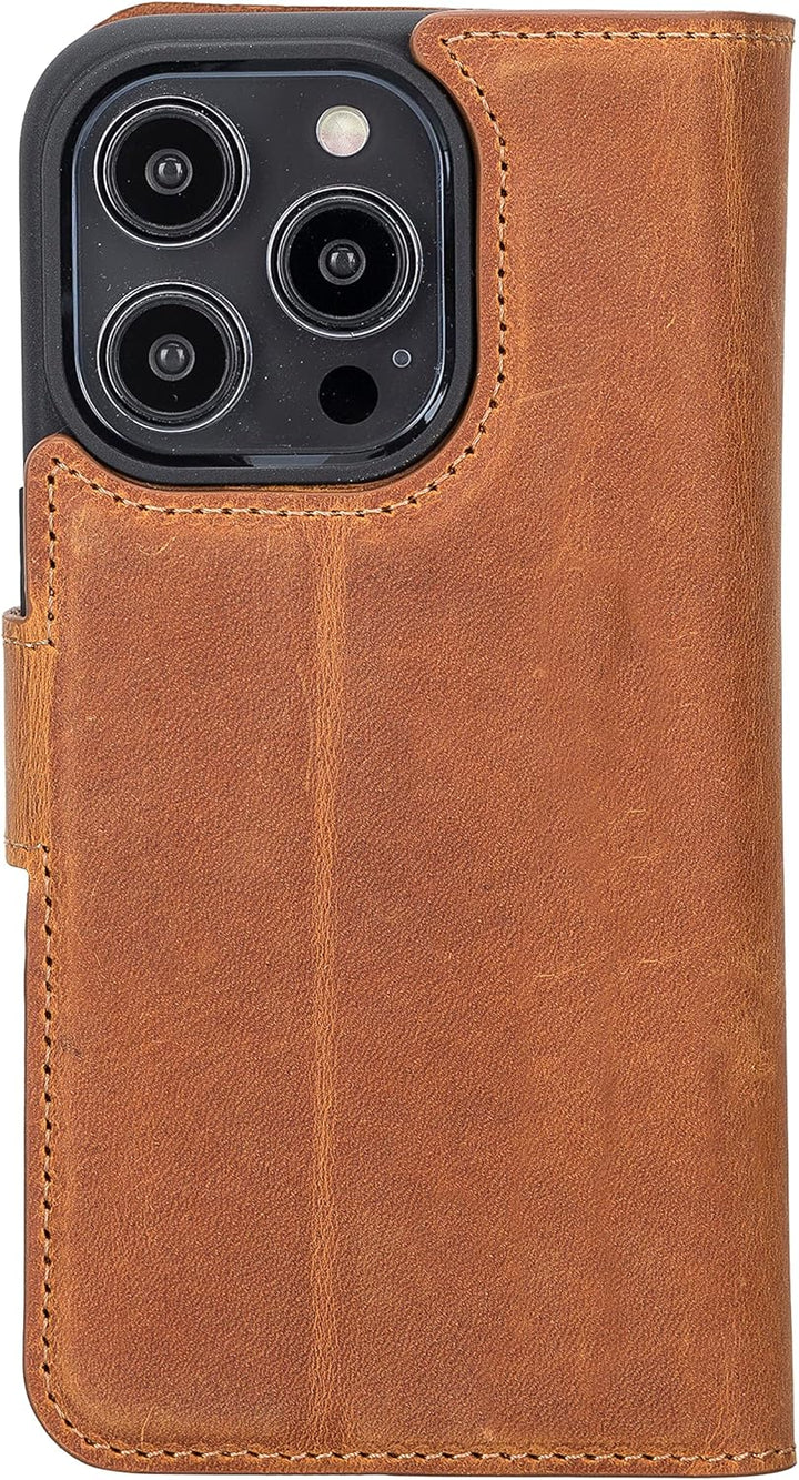 Solo Pelle Lederhülle kompatibel für iPhone 14 Pro in 6.1 Zoll abnehmbare Hülle (2in1) inkl. Kartenf