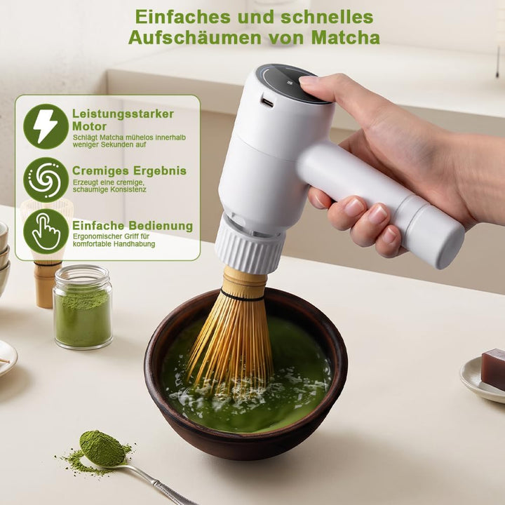 Matcha Schneebesen Elektrisch, 3 Geschwindigkeiten, Elektrischer Matcha-Aufschäumer Küchenhelfer, wi