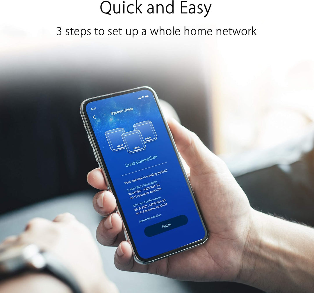 ASUS Ai Mesh AX-WLAN System ZenWiFi XD4 Schwarz (3in1 Mesh Zugangspunkte-Set, AX1800 WiFi 6, 2x Giga