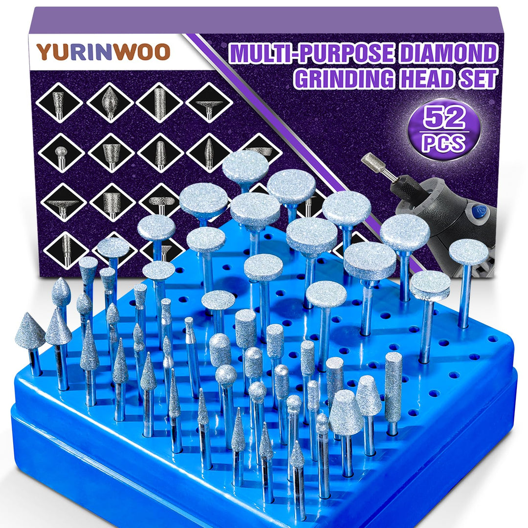 52 Stück Diamant Fräser Set mit Sortierbox, Kompatibel mit Dremel Schleifaufsätze Rotary Tool Zubehö