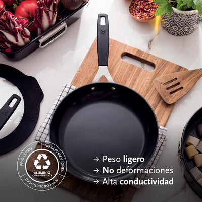 MasterPro Smart | 3er Set Bratpfannen 20, 24 und 28 cm, Wok 28 cm und 4er Set Schutzhüllen | geschmi