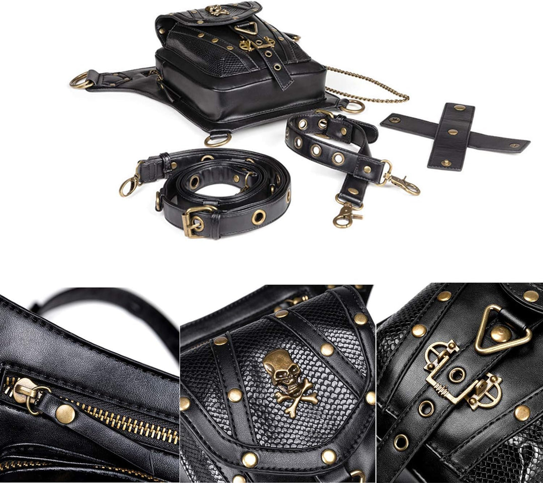 Segater Gothic Steampunk Gürteltasche, Männer und Frauen Drop Beinbeutel Armpackung Bauchtasche Schu