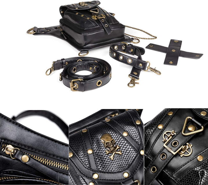 Segater Gothic Steampunk Gürteltasche, Männer und Frauen Drop Beinbeutel Armpackung Bauchtasche Schu