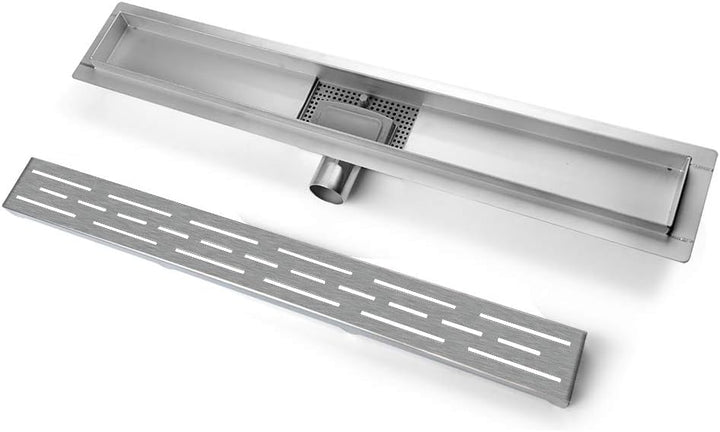Duschrinne 100cm, Siphon mit Geruchsstop und Haarsieb Randablauf Befliesbar Edelstahl Ablaufrinne, B
