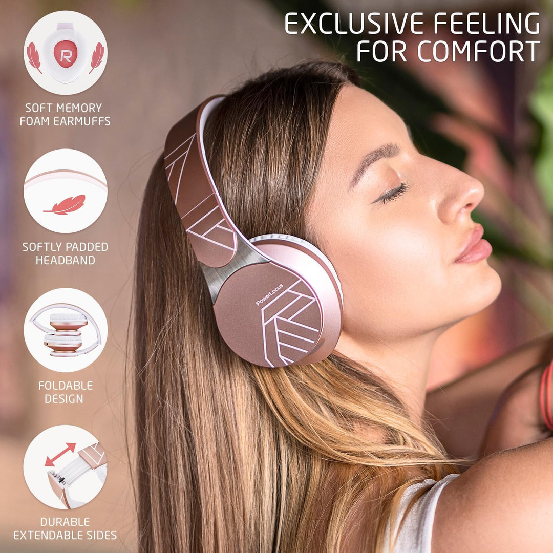PowerLocus Edge Bluetooth-Kopfhörer, kabellos, Hi-FI Stereo, Micro SD/TF, Kopfhörer mit integriertem