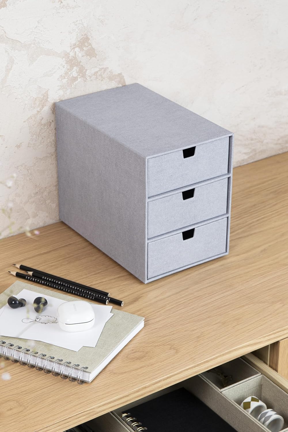BIGSO INGRID Schubladenbox für Dokumente und Bürobedarf – Schreibtisch Organizer mit 3 Schubladen –
