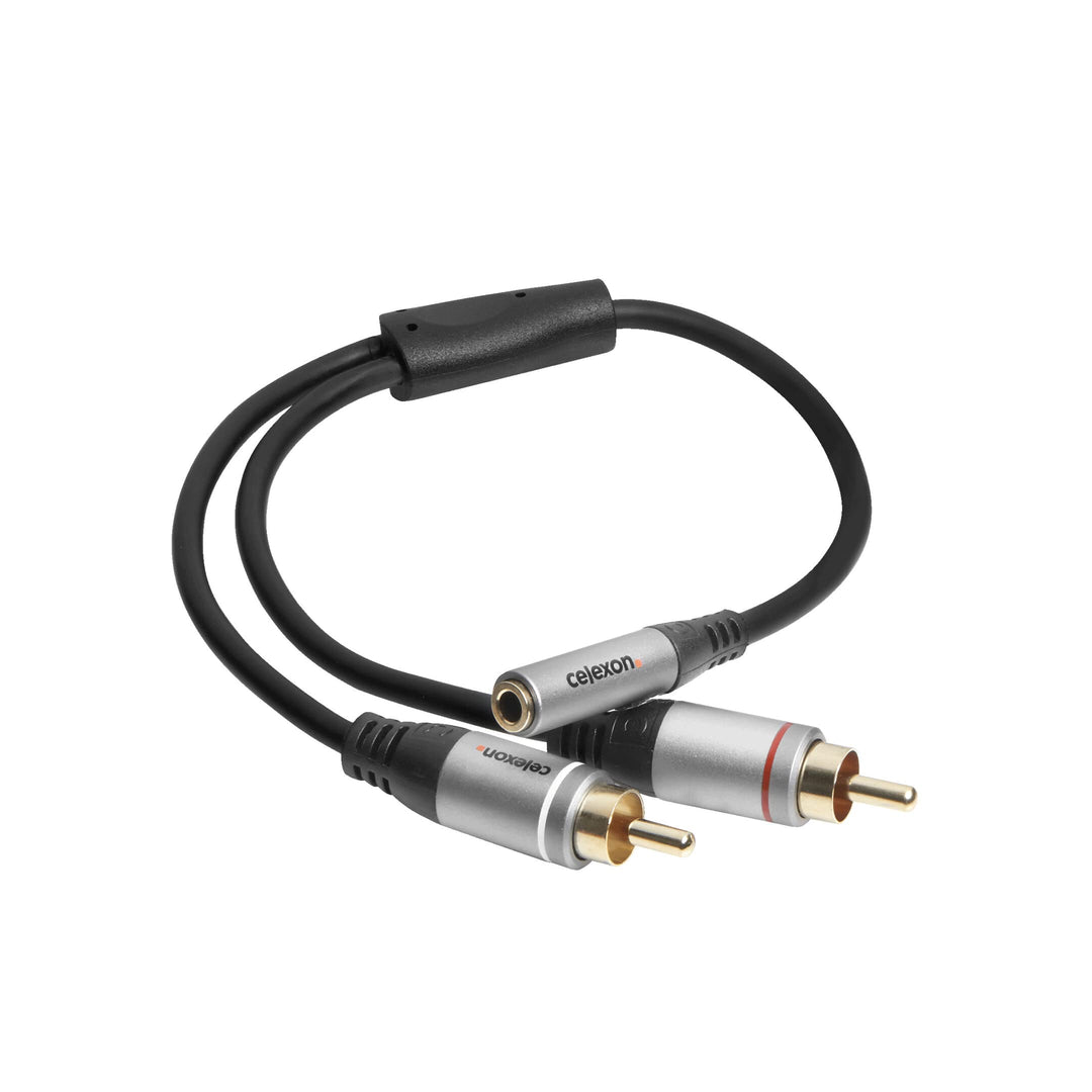 celexon Professional 2x Cinch auf 3,5mm Stereo Klinke M/F Audioadapter - Kupferleiter, 3-fach geschi