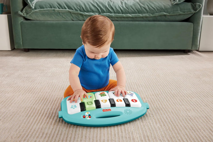 Fisher-Price Kontrast Kick & Play Pianospieldecke für Babys, Spielspass Pianospieldecke, tragbares M