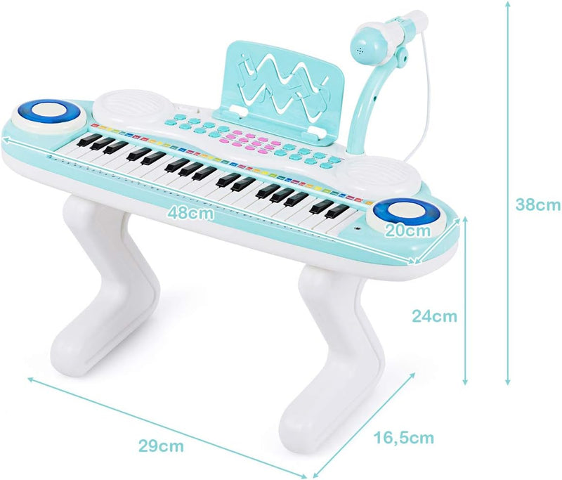 COSTWAY 37 Tasten Klaviertastatur mit Licht, Kinder Keyboard mit Ständer, Klavier Spielzeug elektron