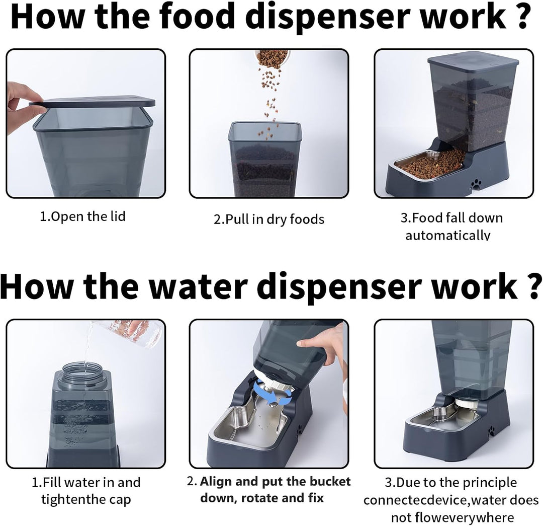 5L Automatischer Hundefutterspender und Hundewasserspender Katzenfutterspender und Katzenwasserspend