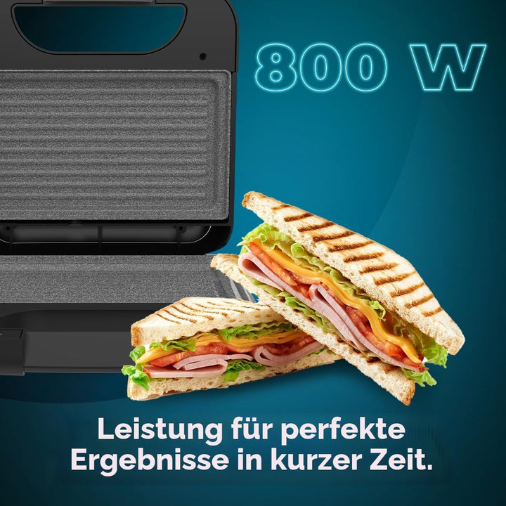 Cecotec Sandwichmaker Rock'nToast Grill +, 800W Leistung, RockStone Steinbeschichtung, Antihaft, Ede