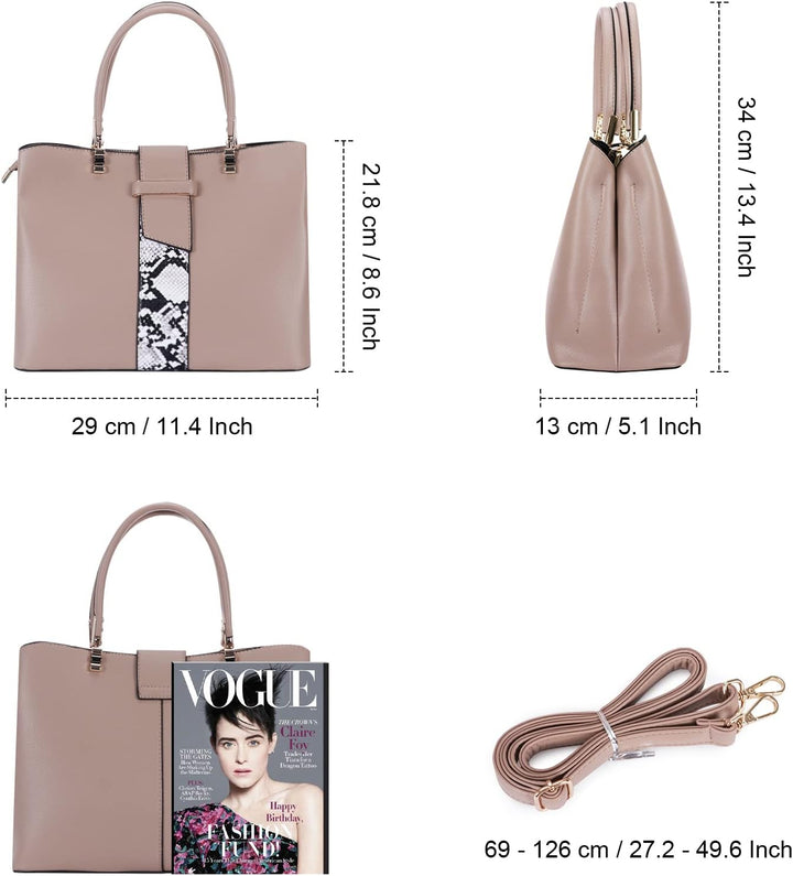 HAWEE Elegante Damen Handtasche Mittelgrosse Crossbody Henkeltasche PU Leder Shopper Umhängetasche F