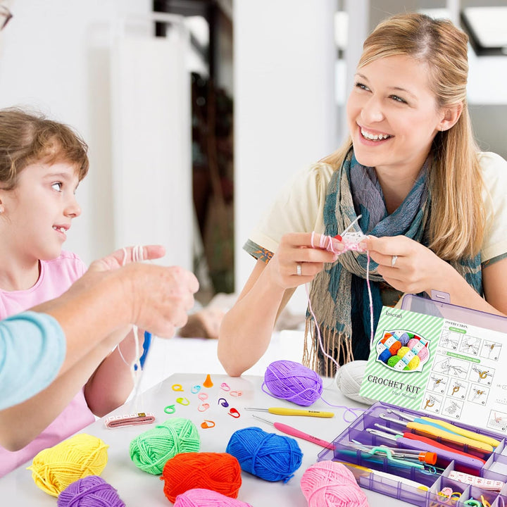 Inscraft Häkelgarn-Set für Anfänger, Erwachsene und Kinder, enthält 1509 m an Acryl-Knäuel in 30 Far