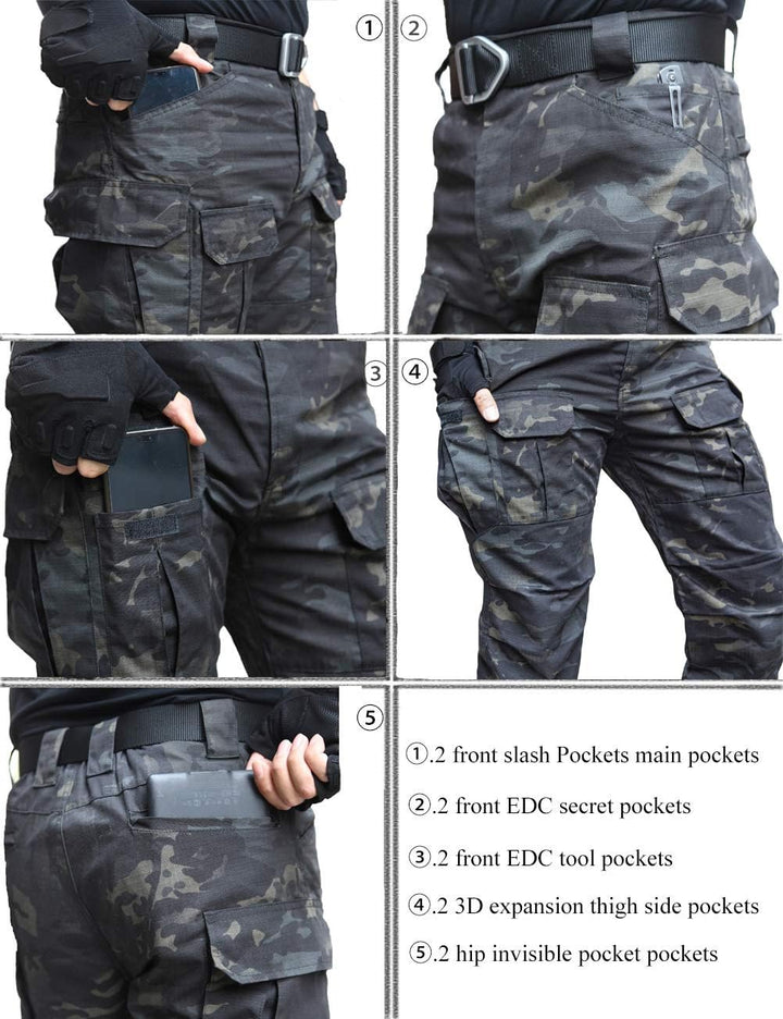 zuoxiangru Wasserfeste Herren Hose Relaxed Fit Tactical Combat Army Cargo Arbeitshose mit Mehrfachta