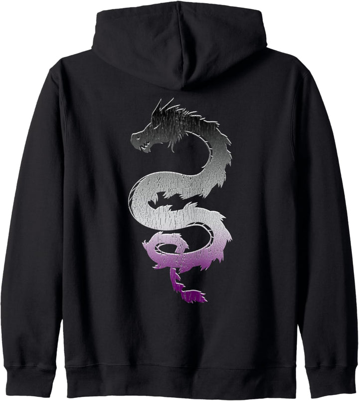 Asexual Japanese Dragon Ace Pride Flag Colors Back Design Kapuzenjacke