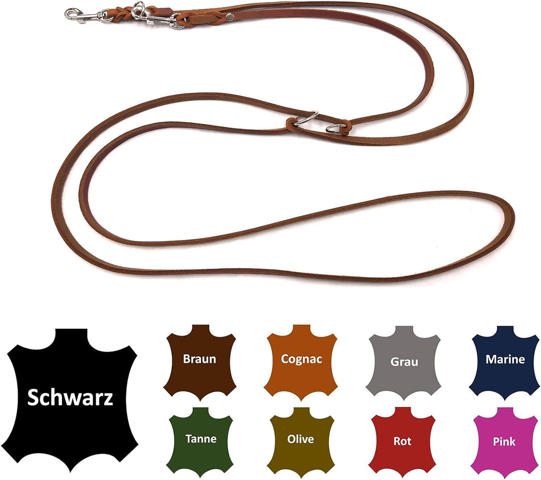 Hundeleine Fettleder kleine Hunde/grosse Hunde 2m / 2,40m / 2,80m / 3,50m / 5m Doppelleine verstellb
