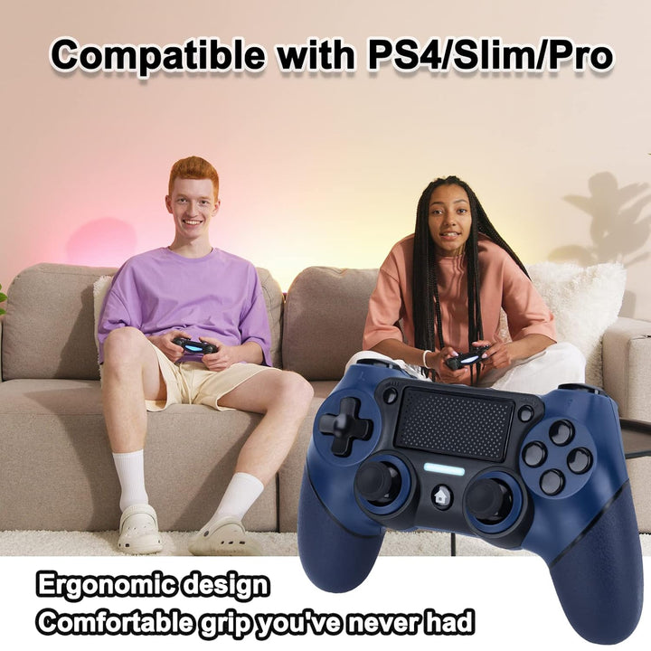 VooFun Wireless Controller Kompatibel mit PS-4/Pro/Slim/PC, Bluetooth Gamepad mit Vibration,6-Achsen