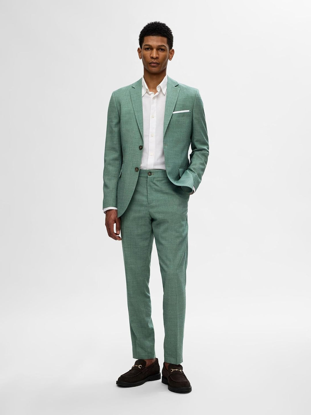 SELECTED HOMME Male Anzughose Slim Fit 40 Light Green Melange, 40 Light Green Melange