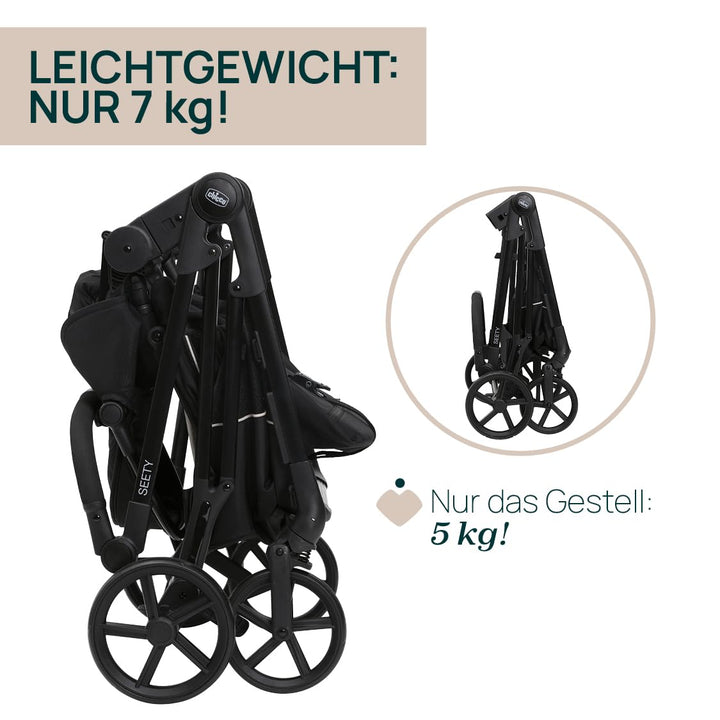 Chicco Kinderwagen Seety, Leicht und kompakt, von 0 Monaten bis 4 Jahren, bis 22 kg, faltbar, verste