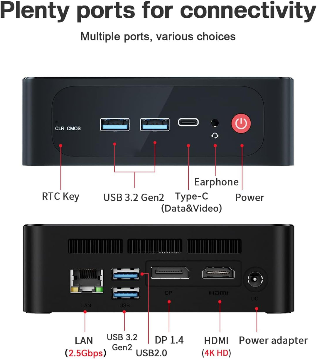 Beelink SER5 MAX Mini PC, AMD Ryzen 7 5800H, 8 Kerne, 16 Threads bis zu 4,4 GHz, 32 GB RAM, 500 GB S