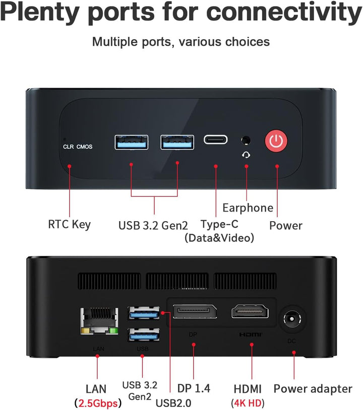 Beelink SER5 MAX Mini PC, AMD Ryzen 7 5800H, 8 Kerne, 16 Threads bis zu 4,4 GHz, 32 GB RAM, 500 GB S
