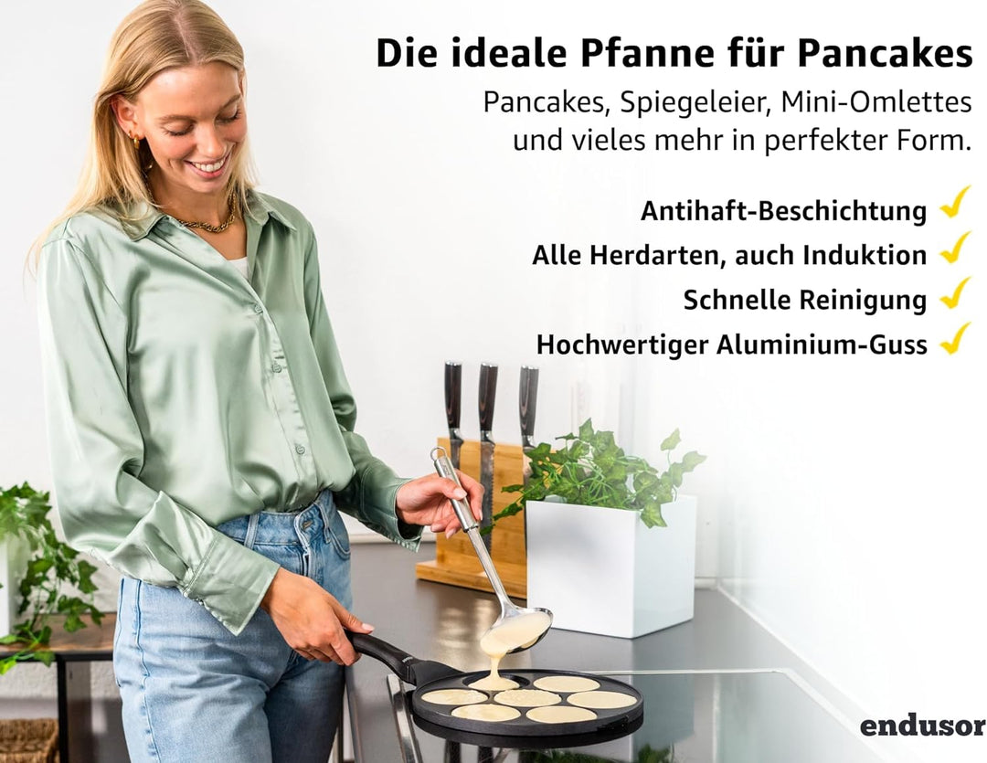 endusor Pancake Pfanne Spiegeleipfanne - Ø26cm mit [PowerShield]-Beschichtung | Induktion Ceran Gas