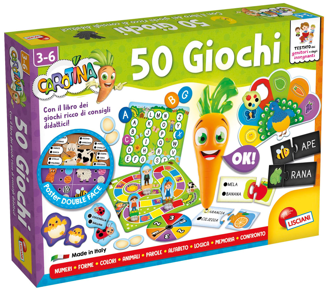 Liscianigiochi Carotina 50 Spiele für Kinder, Mehrfarbig, 76710, 3-6 Jahre