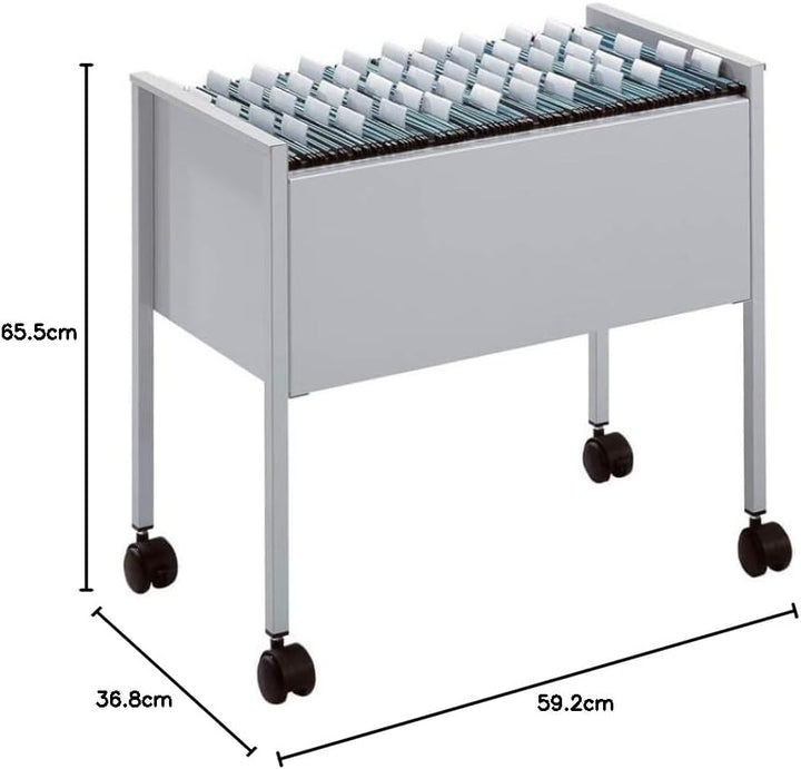 Durable Eco Hängemappenwagen 80 A4, silber, aus kratzfestem Stahl, 655 x 592 x 368 mm, 309523 Offen