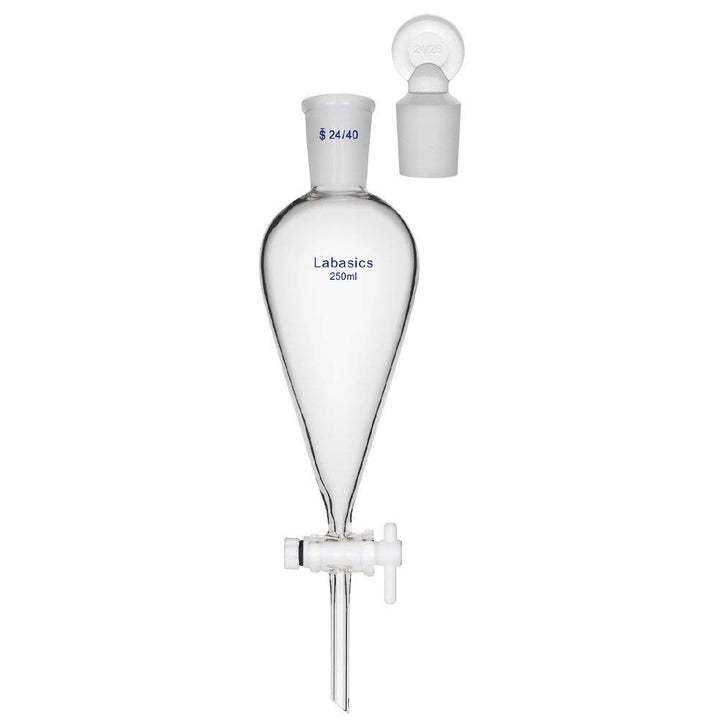 Labasics Borosilikatglas Konischer Scheidetrichter mit PTFE-Absperrhahn, Separatory Funnel 250ml 250