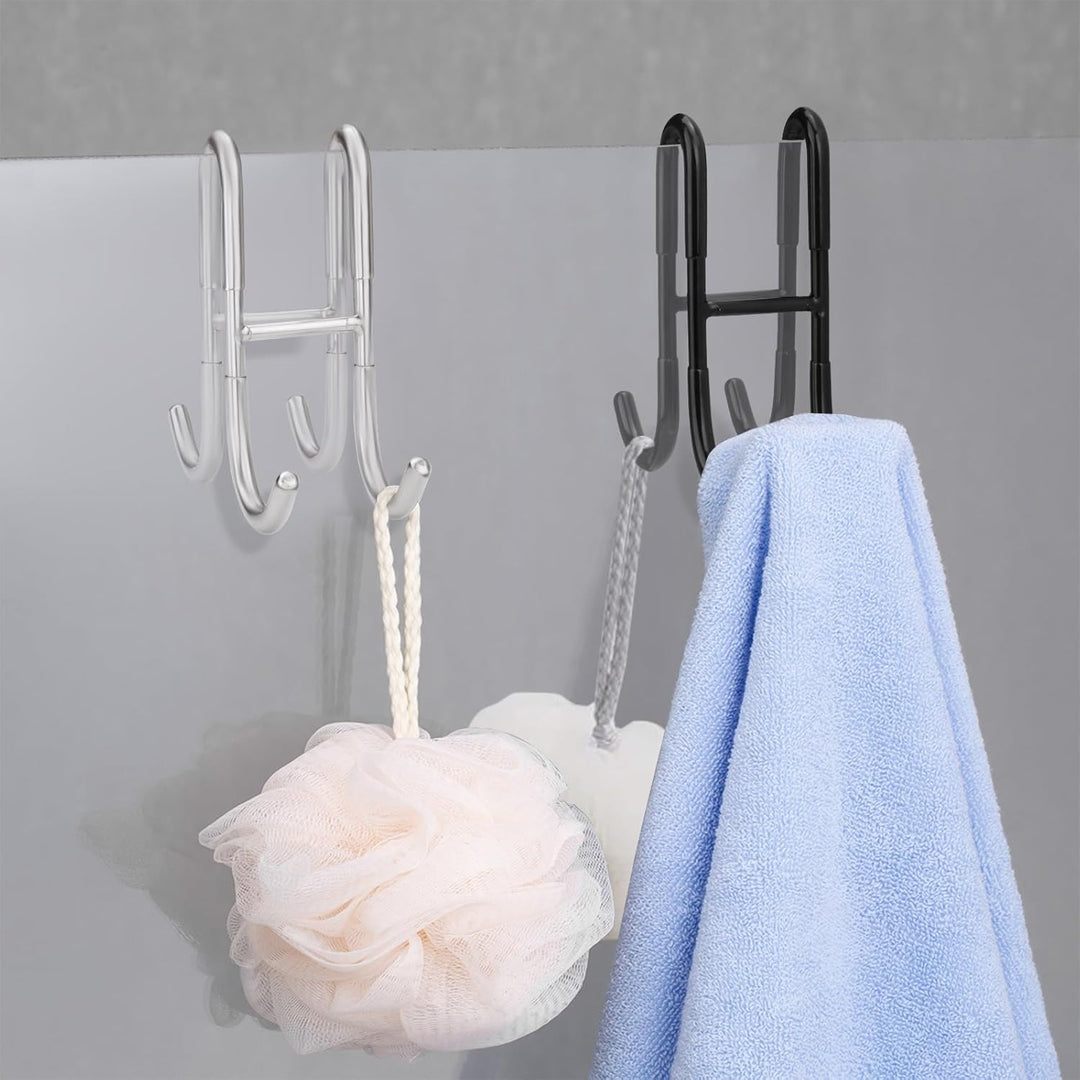 Doppelseitige Handtuchhaken für Duschtür, über Badezimmer, rahmenlose Glastür-Haken für Luffa, Badem