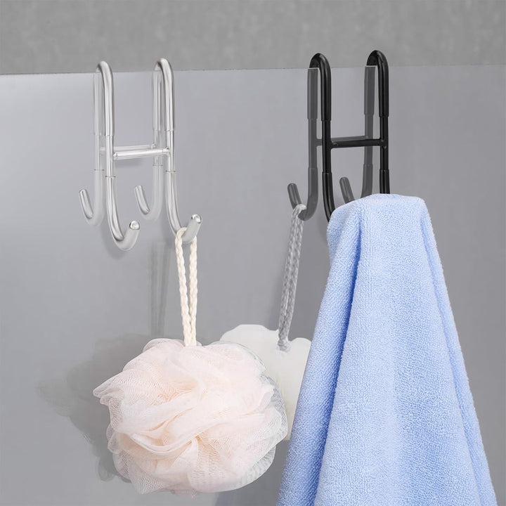 Doppelseitige Handtuchhaken für Duschtür, über Badezimmer, rahmenlose Glastür-Haken für Luffa, Badem