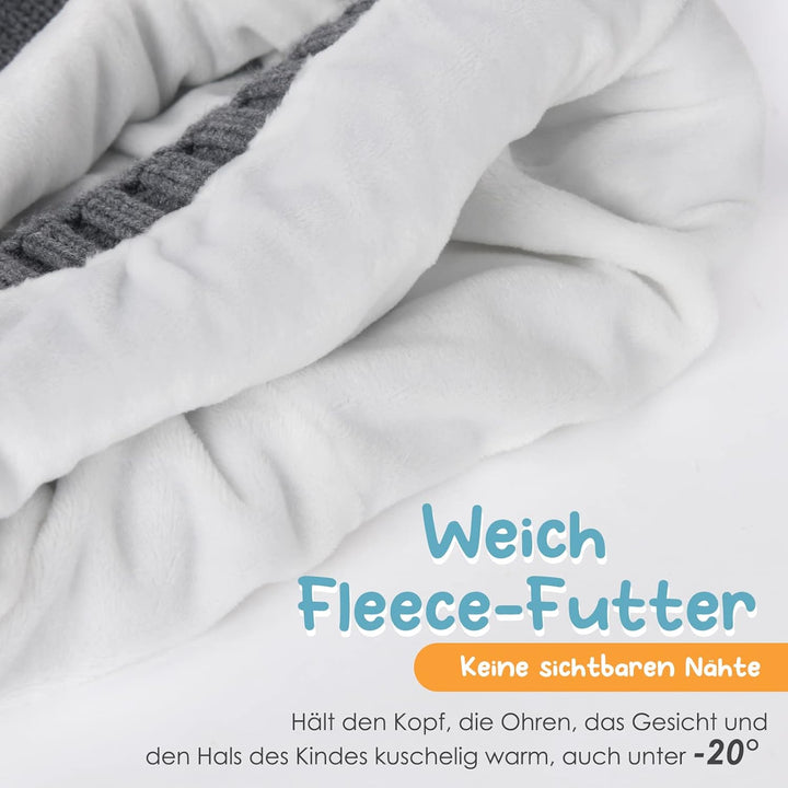 FURTALK Kleinkind Baby SchalMütze warm gefüttert Kinder Strickmütze Pom Pom Wintermütze für Mädchen