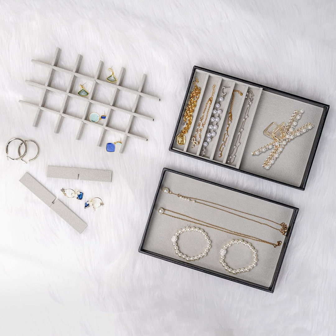 ProCase Schmucktablett Organizer mit 4 Schmuckschalen, Stapelbar Schmuck Schublade Organizer, Schmuc